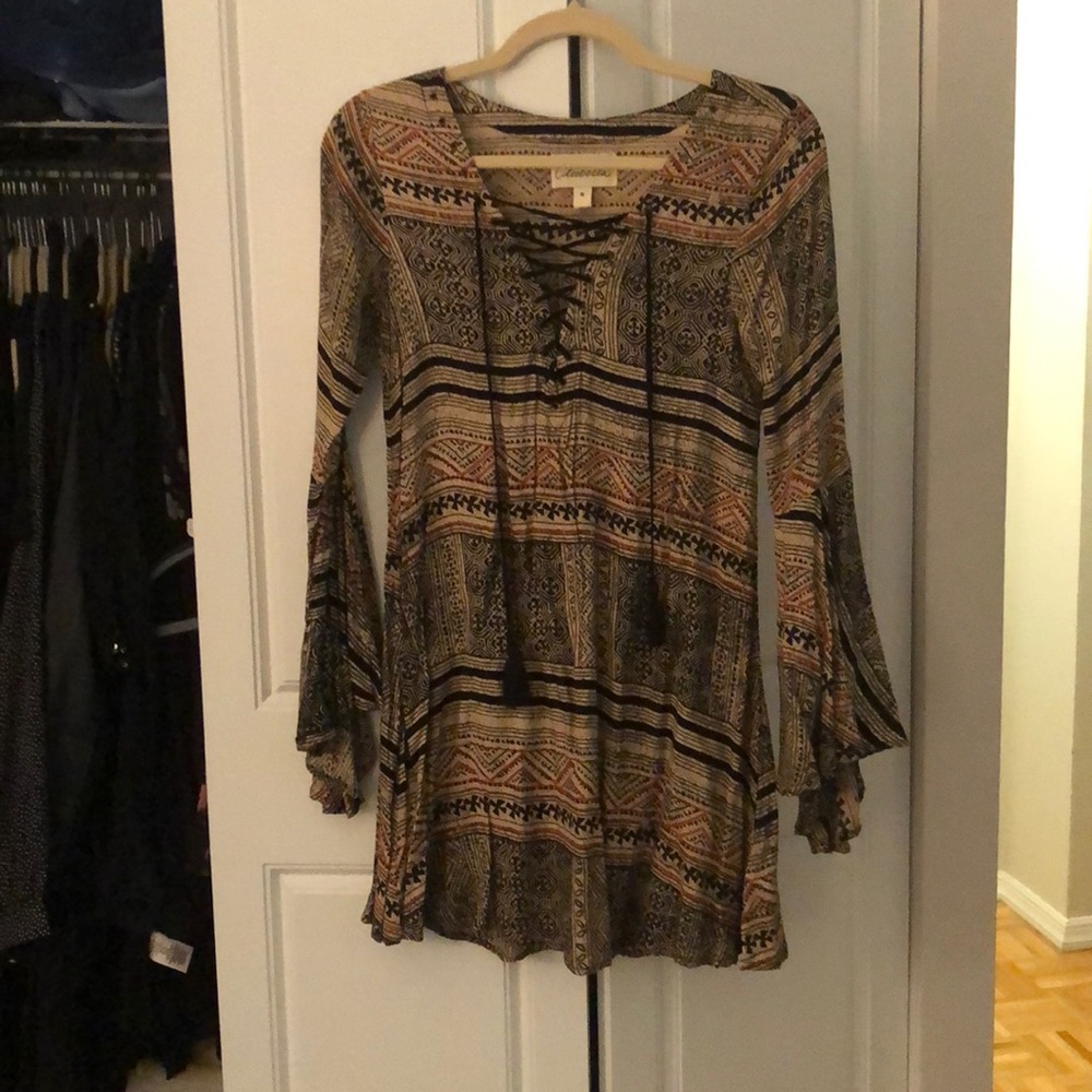 Cleobella mini dress with long sleeves and lace up